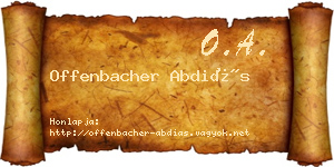 Offenbacher Abdiás névjegykártya